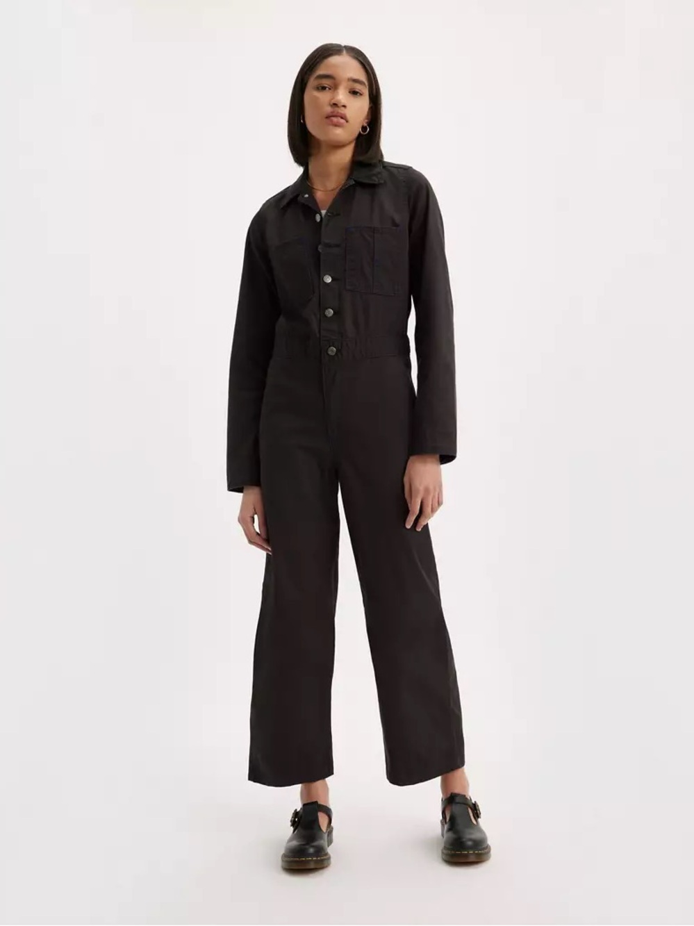 Levi's Iconic Black Women's Jumpsuit 100% Cotton Size M Chic 90s Utility Minimal